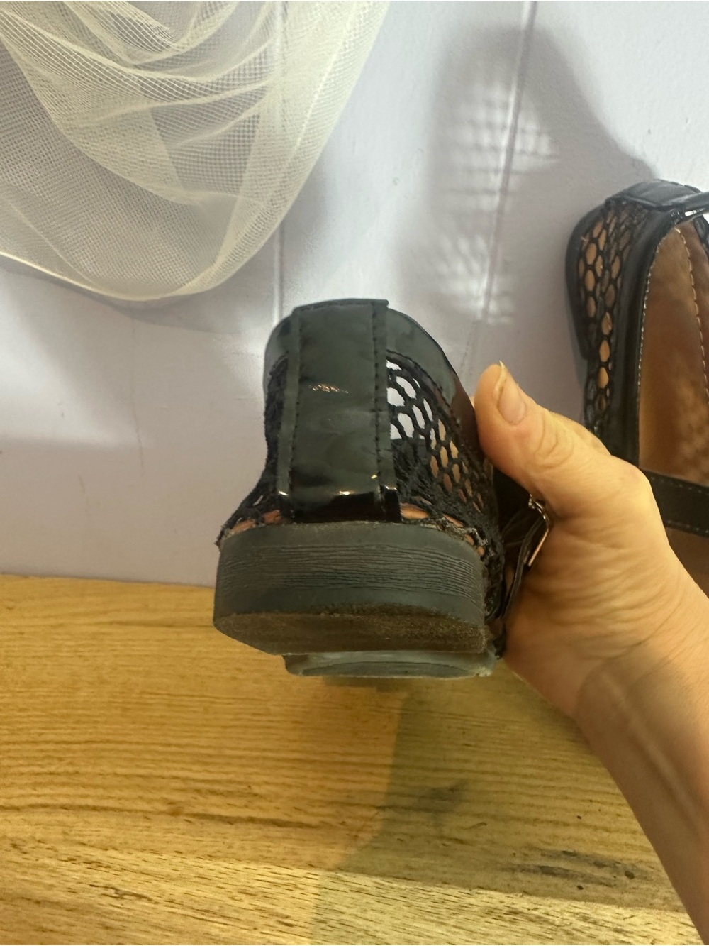 Black Mesh Mary Jane Flats - Picture 5 of 7